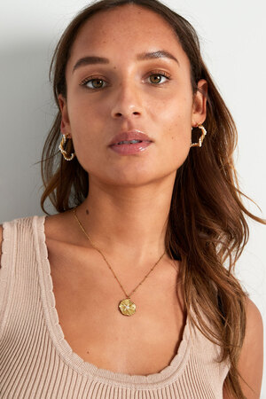 ball necklace with simple flower - gold h5 Picture2